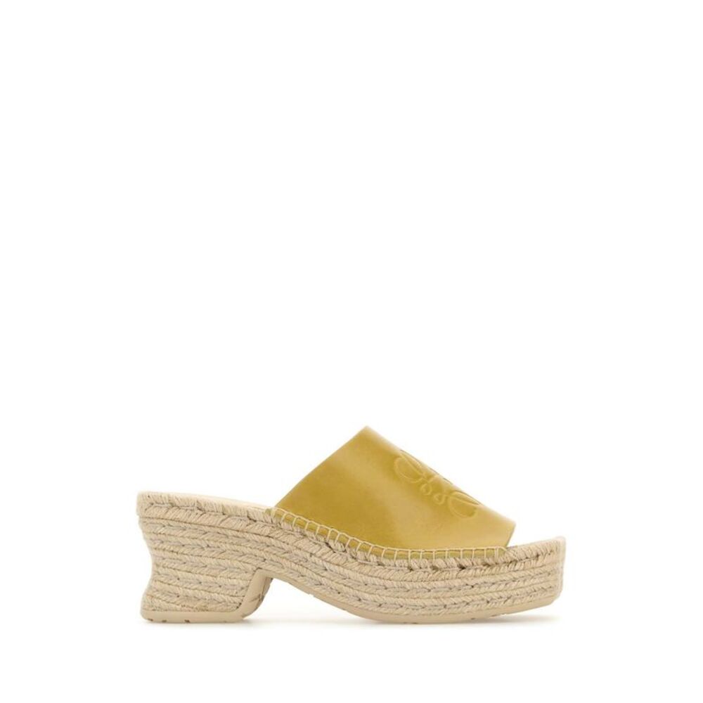 Loewe Paula's Ibiza Women Mustard Leather Petal Paula S Ibiza Wedges